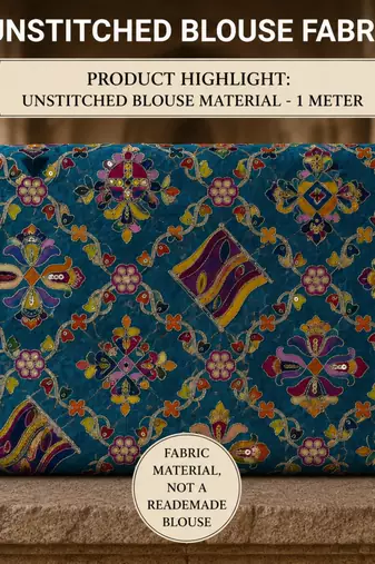 Women unstitched viscose blouse fabric with traditional printed ethnic designer pattern for saree blouse stitching