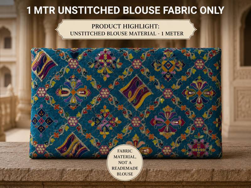 Women unstitched viscose blouse fabric with traditional printed ethnic designer pattern for saree blouse stitching