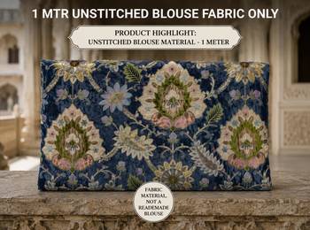 Premium embroidered unstitched viscose blouse fabric with floral & ornamental design 5