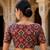 Premium embroidered unstitched viscose blouse fabric with floral & ornamental design