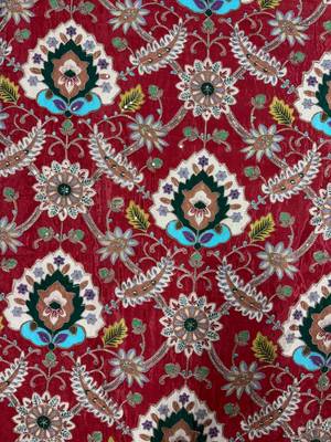 Premium embroidered unstitched viscose blouse fabric with floral & ornamental design 4