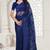 Navy blue Elegant sequin embroidered work net saree for women
