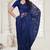 Navy blue Elegant sequin embroidered work net saree for women