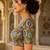 Premium embroidered unstitched viscose blouse fabric with floral & ornamental design