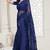 Navy blue Elegant sequin embroidered work net saree for women