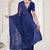 Navy blue Elegant sequin embroidered work net saree for women