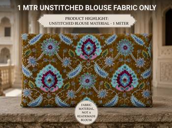 Premium embroidered unstitched viscose blouse fabric with floral & ornamental design 5