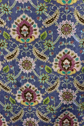 Premium embroidered unstitched viscose blouse fabric with floral & ornamental design