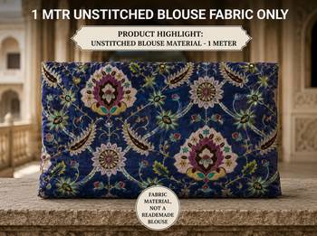 Premium embroidered unstitched viscose blouse fabric with floral & ornamental design 5