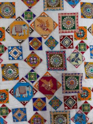 Women's viscose unstitched blouse fabric | ethnic printed pattern with embroidery & sequin work 4