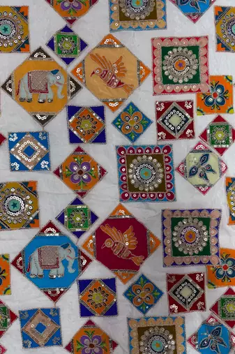Women's viscose unstitched blouse fabric | ethnic printed pattern with embroidery & sequin work