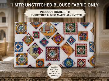 Women's viscose unstitched blouse fabric | ethnic printed pattern with embroidery & sequin work 5