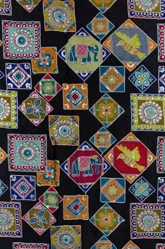 Women's viscose unstitched blouse fabric | ethnic printed pattern with embroidery & sequin work