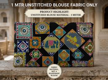 Women's viscose unstitched blouse fabric | ethnic printed pattern with embroidery & sequin work 5