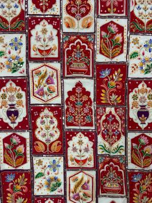 Embroidered sequence work viscose unstitched blouse fabric for women 4
