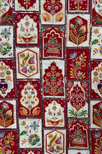 Embroidered sequence work viscose unstitched blouse fabric for women