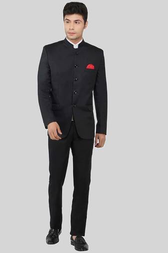Mens black bandhgala suit