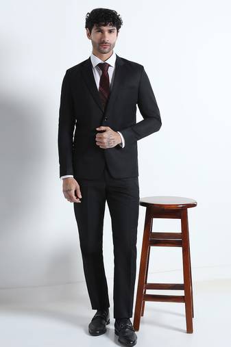 Mens black notched lapel suit
