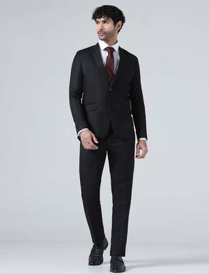 Mens black notched lapel suit 3