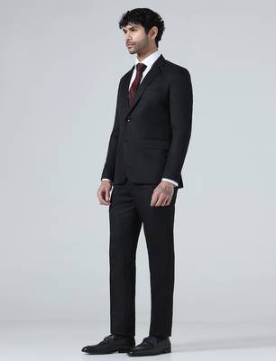 Mens black notched lapel suit 4