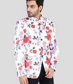Mens floral printed white blazer