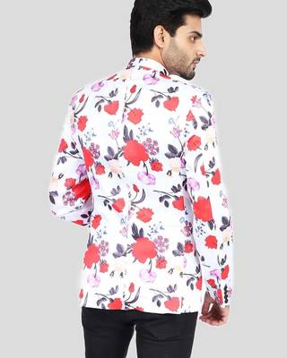 Mens floral printed white blazer 5