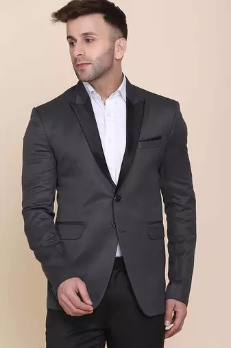 Mens grey tuxedo blazer with hanky