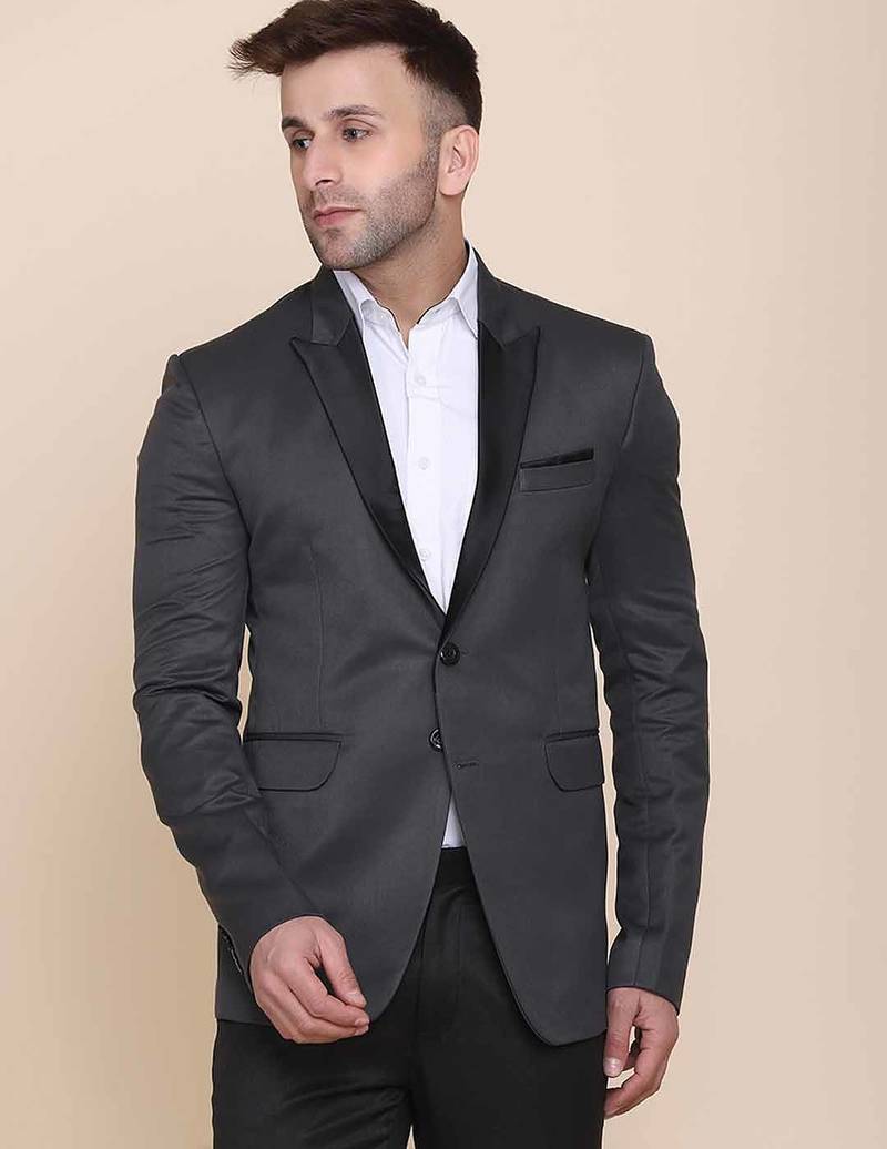 Mens grey tuxedo blazer with hanky