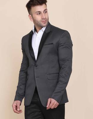 Mens grey tuxedo blazer with hanky 3