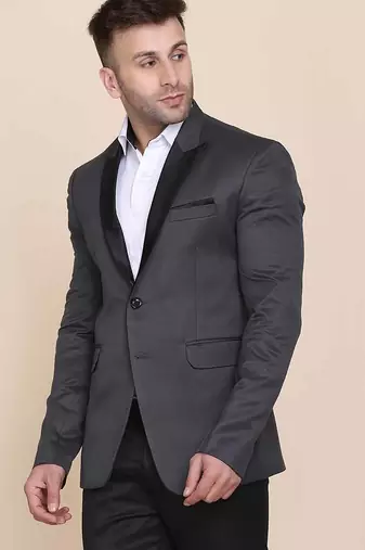 Mens grey tuxedo blazer with hanky