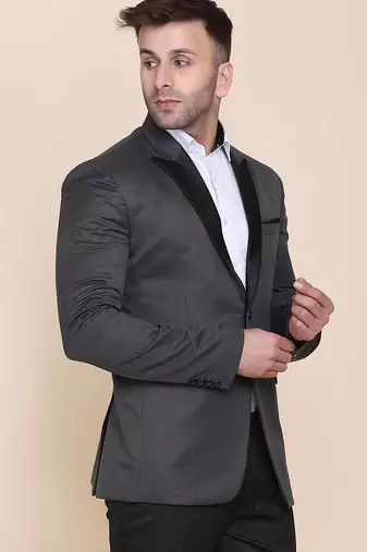 Mens grey tuxedo blazer with hanky