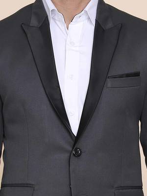 Mens grey tuxedo blazer with hanky 5