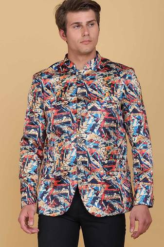 Mens printed bandhgala blazer