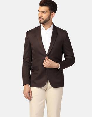 Mens brown notched lapel blazer 1