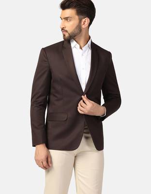 Mens brown notched lapel blazer 3