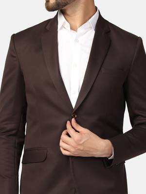 Mens brown notched lapel blazer 4