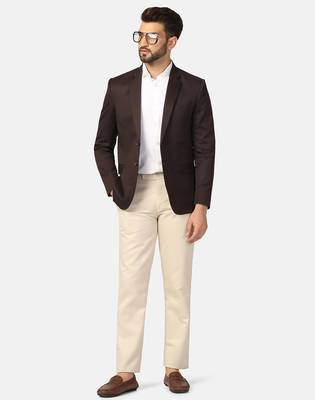 Mens brown notched lapel blazer 5
