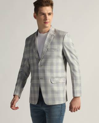 Mens grey checked tweed blazer 3