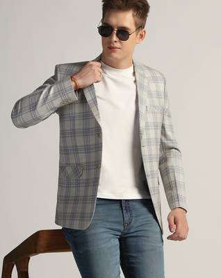 Mens grey checked tweed blazer 5