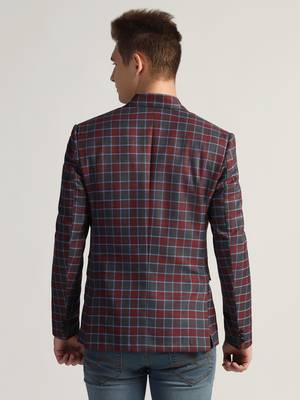 Mens red checked tweed blazer 2