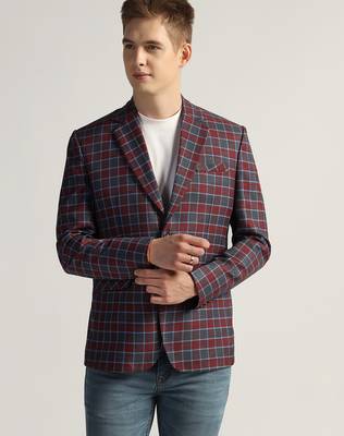 Mens red checked tweed blazer 3