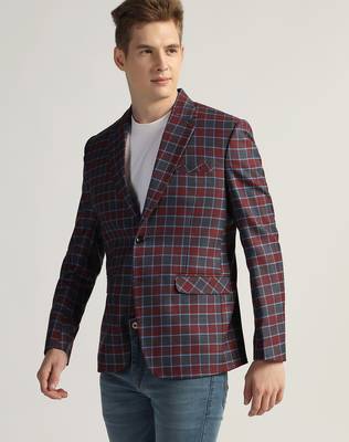 Mens red checked tweed blazer 5