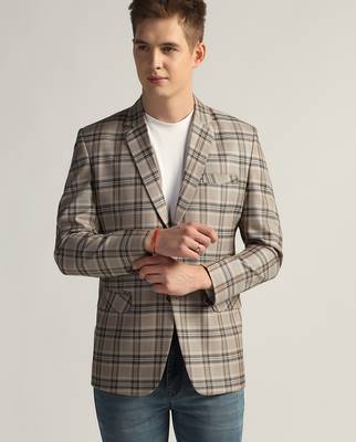 Mens multi checked tweed blazer 1