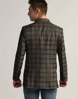 Mens brown checked tweed blazer 2