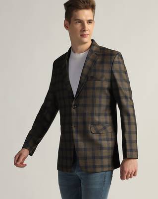 Mens brown checked tweed blazer 3