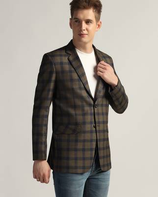 Mens brown checked tweed blazer 4