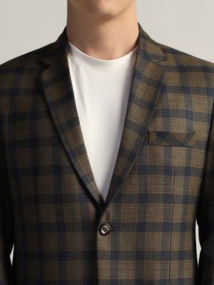 Mens brown checked tweed blazer 5