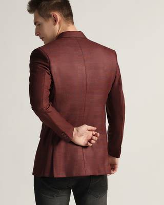 Mens red checked tweed blazer 2