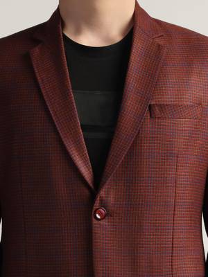 Mens red checked tweed blazer 5
