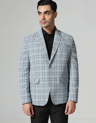 Mens light green checkered tweed blazer 1
